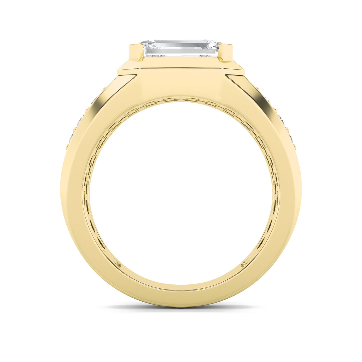 3.5CTW Emerald Lab-Grown Diamond Men's Ring 7 Stones