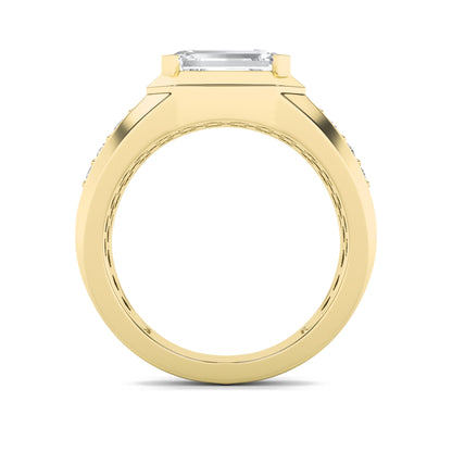 3.5CTW Emerald Lab-Grown Diamond Men's Ring 7 Stones