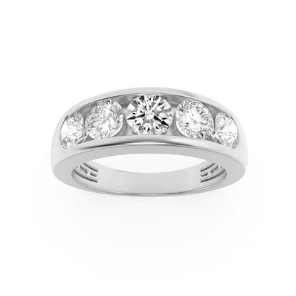 2CTW Round Lab-Grown Diamond Channel Men's Ring 5 Stones
