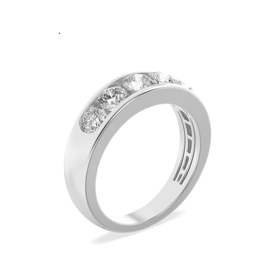 2CTW Round Lab-Grown Diamond Channel Men's Ring 5 Stones