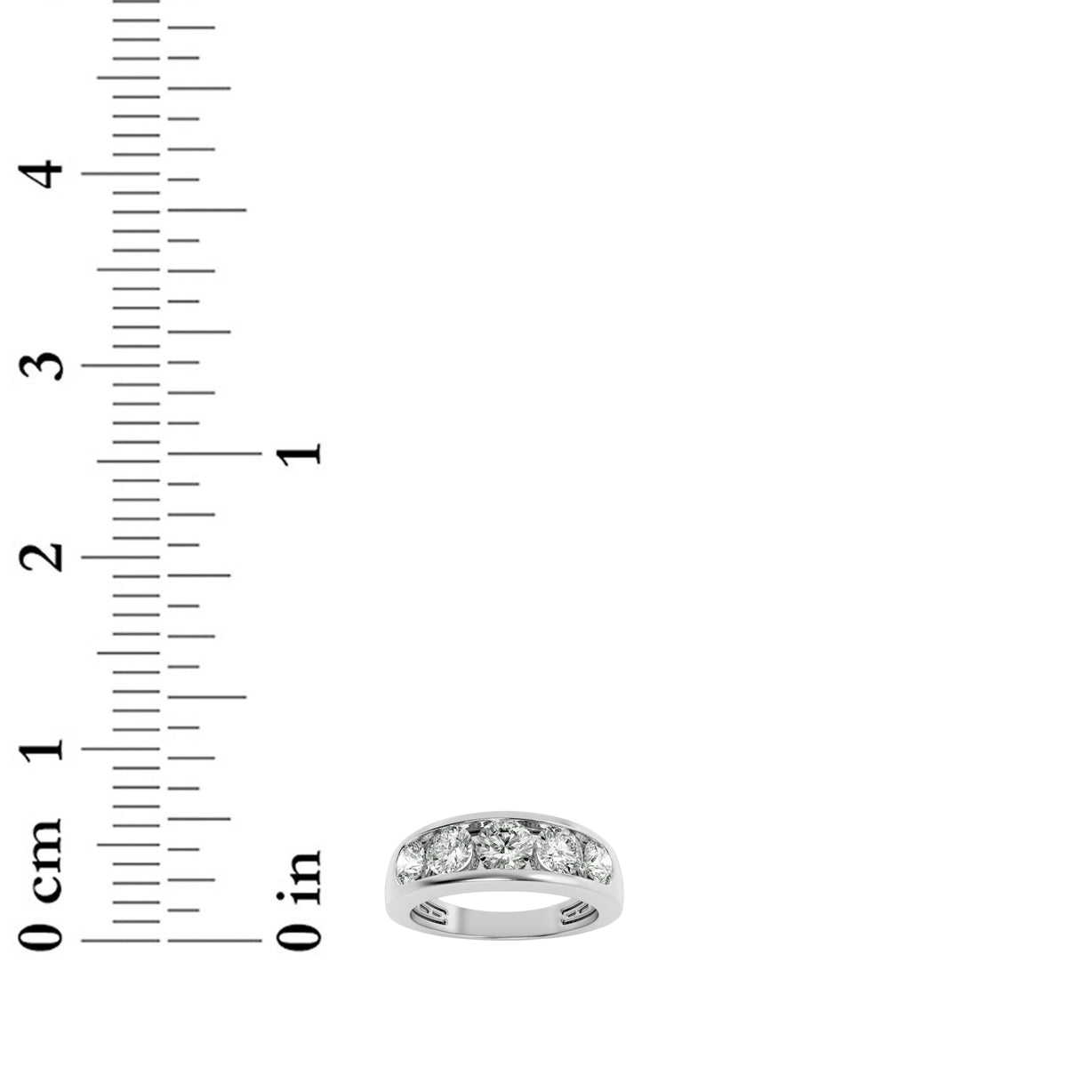 2CTW Round Lab-Grown Diamond Channel Men's Ring 5 Stones