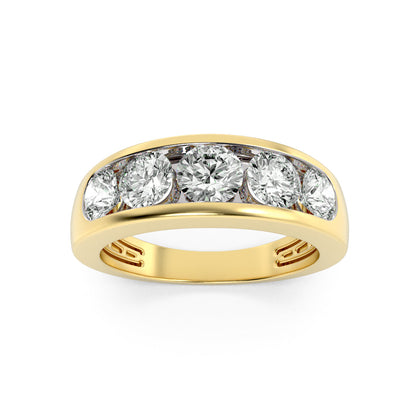 2CTW Round Lab-Grown Diamond Channel Men's Ring 5 Stones