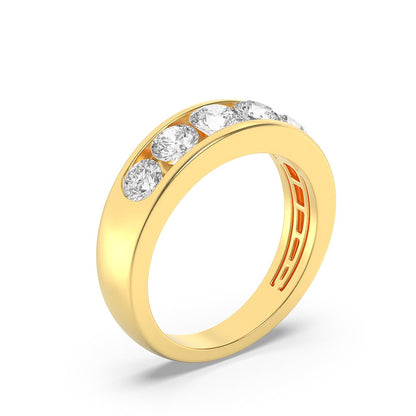 2CTW Round Lab-Grown Diamond Channel Men's Ring 5 Stones