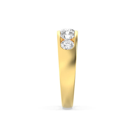 2CTW Round Lab-Grown Diamond Channel Men's Ring 5 Stones