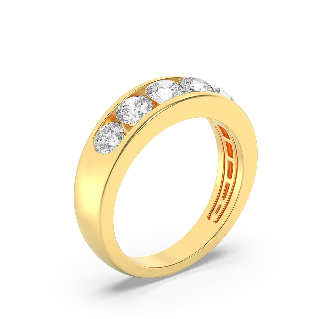 2CTW Round Lab-Grown Diamond Channel Men's Ring 5 Stones