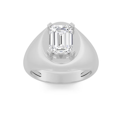3CTW Emerald Lab-Grown Diamond Prong Men's Ring 1 Stone 16mm Width