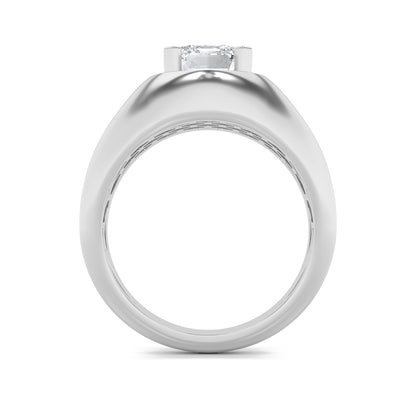 3CTW Emerald Lab-Grown Diamond Prong Men's Ring 1 Stone 16mm Width