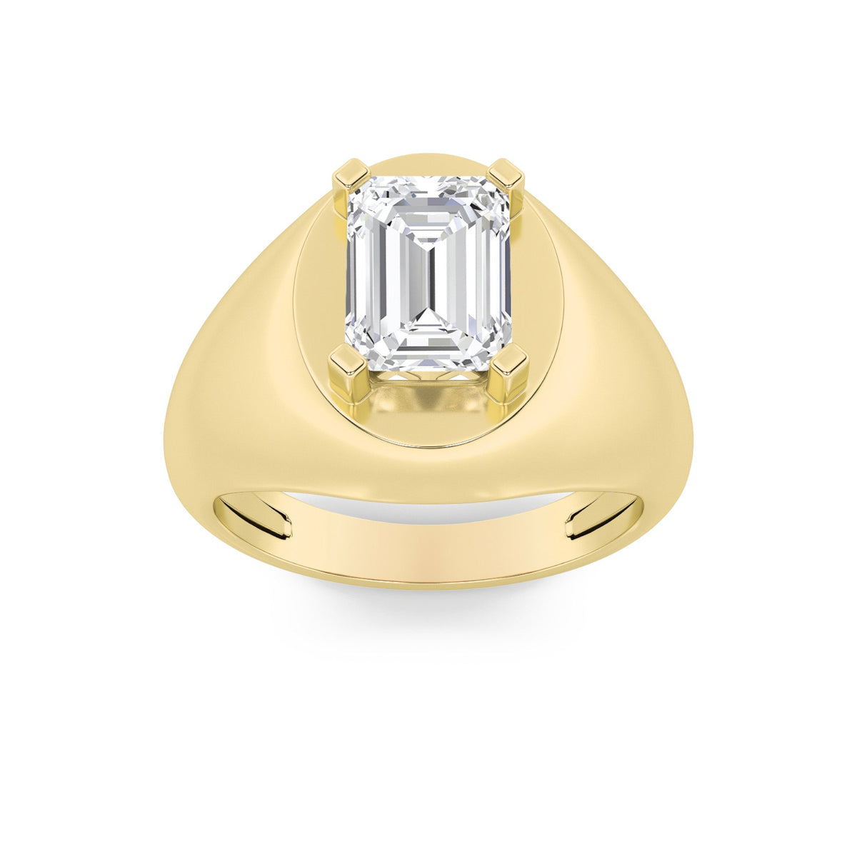 3CTW Emerald Lab-Grown Diamond Prong Men's Ring 1 Stone 16mm Width