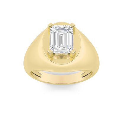 3CTW Emerald Lab-Grown Diamond Prong Men's Ring 1 Stone 16mm Width