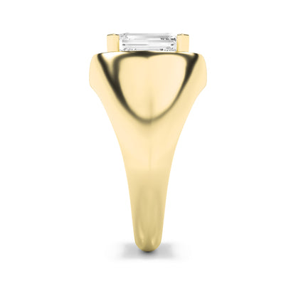 3CTW Emerald Lab-Grown Diamond Prong Men's Ring 1 Stone 16mm Width