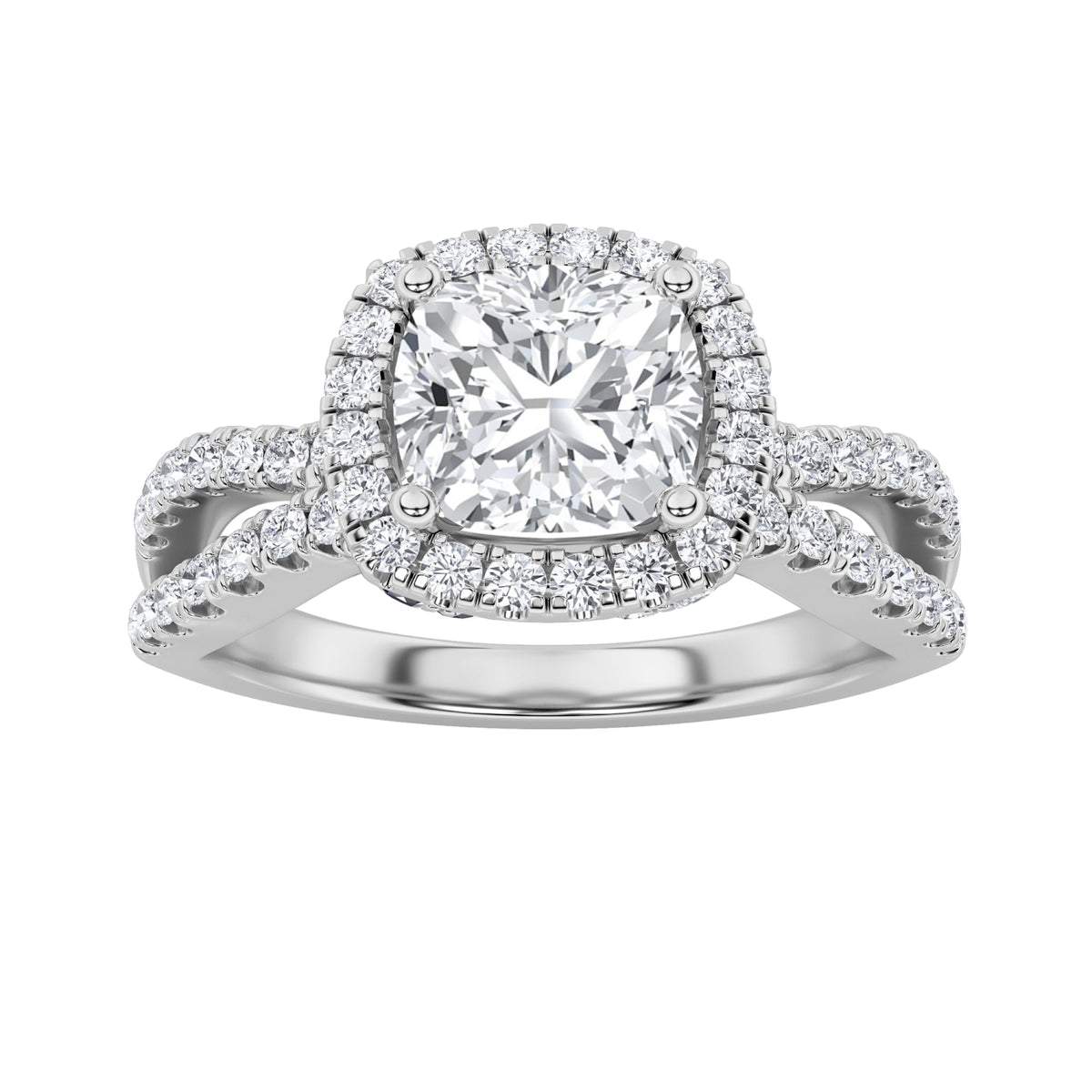 2CTW Elongated Cushion Lab-Grown Diamond Prong Ring 79 Stones