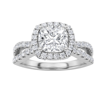 2CTW Elongated Cushion Lab-Grown Diamond Prong Ring 79 Stones