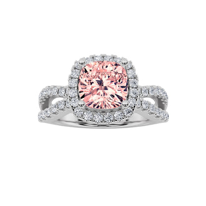 2CTW Elongated Cushion Lab-Grown Diamond Prong Ring 79 Stones