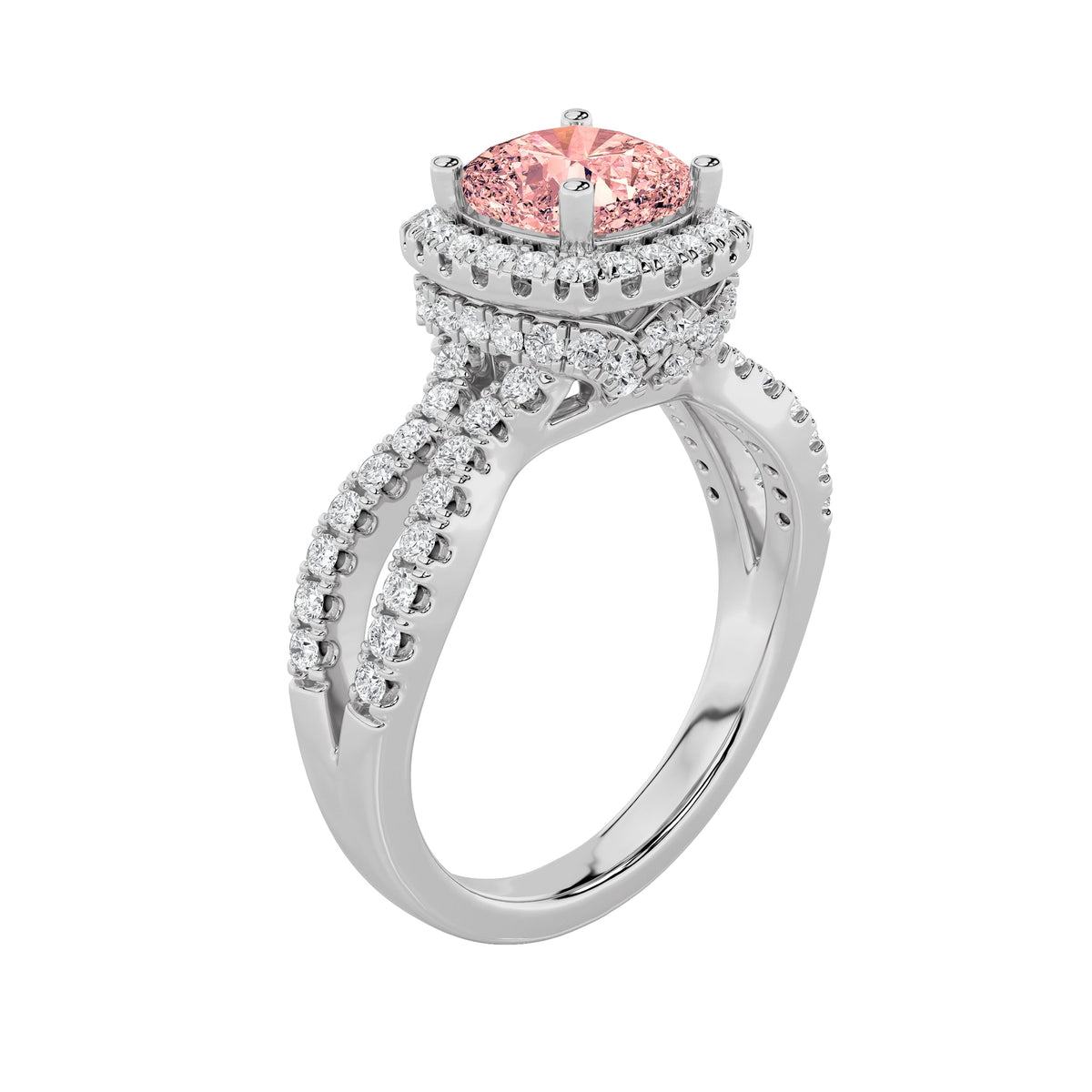 2CTW Elongated Cushion Lab-Grown Diamond Prong Ring 79 Stones