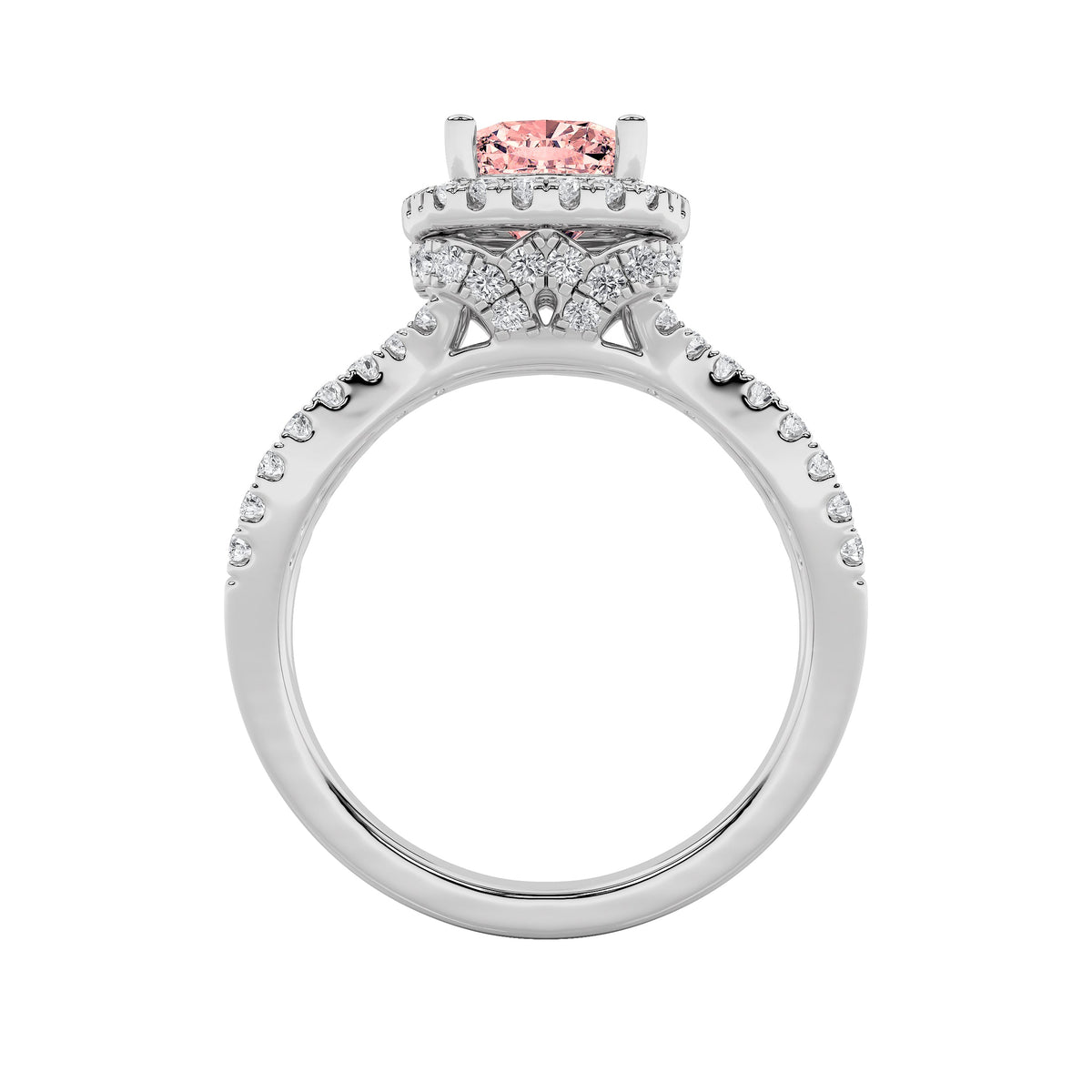 2CTW Elongated Cushion Lab-Grown Diamond Prong Ring 79 Stones