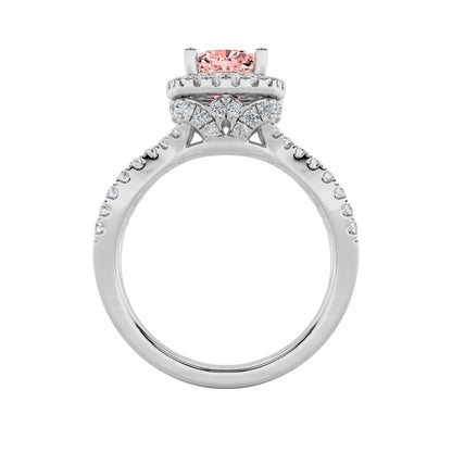 2CTW Elongated Cushion Lab-Grown Diamond Prong Ring 79 Stones