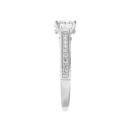 2CTW Round Lab-Grown Diamond Prong Accented Engagement Ring 69 Stones