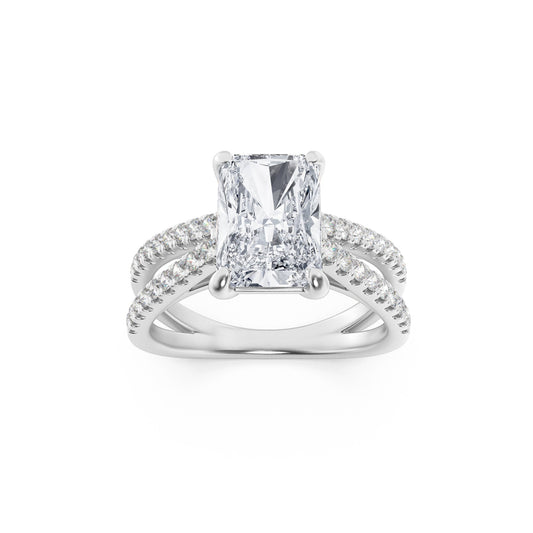 2CTW Radiant Lab-Grown Diamond Prong Engagement Ring 37 Stones