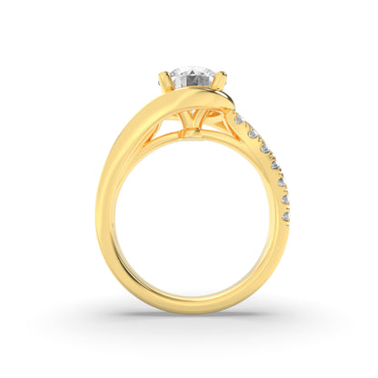 2CTW Round Lab-Grown Diamond Prong Swirl Shank Accented Engagement Ring 15 Stones