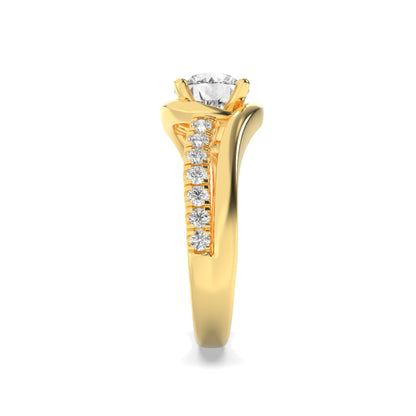 2CTW Round Lab-Grown Diamond Prong Swirl Shank Accented Engagement Ring 15 Stones