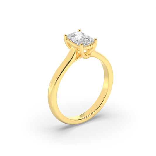 1CTW Elongated Cushion Lab-Grown Diamond Prong Plain Cathedral Trellis Shank Solitaire Engagement Ring 1 Stone