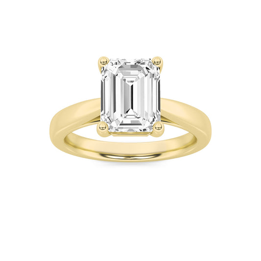 3CTW Emerald Lab-Grown Diamond Prong Plain Cathedral Trellis Shank Solitaire Engagement Ring 1 Stone