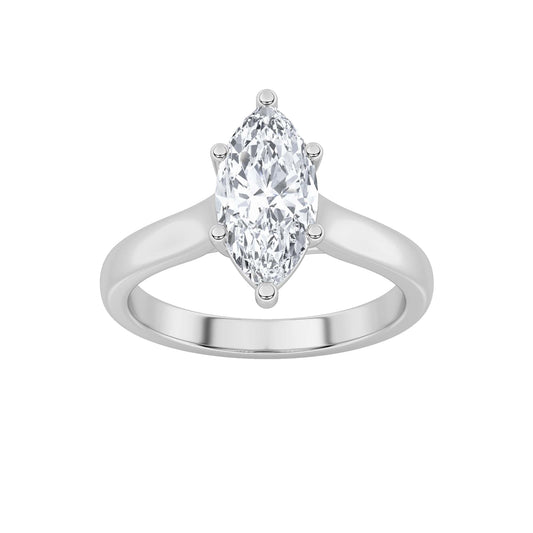 1CTW Marquise Lab-Grown Diamond Prong Plain Cathedral Trellis Shank Solitaire Engagement Ring 1 Stone