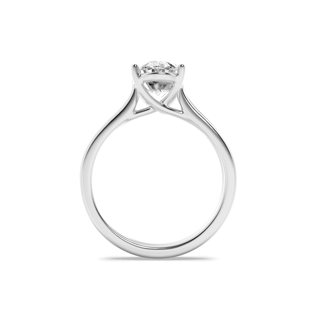 1CTW Oval Lab-Grown Diamond Prong Plain Cathedral Trellis Shank Solitaire Engagement Ring 1 Stone