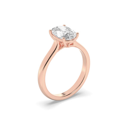 1CTW Oval Lab-Grown Diamond Prong Plain Cathedral Trellis Shank Solitaire Engagement Ring 1 Stone