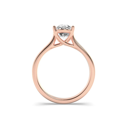 1CTW Oval Lab-Grown Diamond Prong Plain Cathedral Trellis Shank Solitaire Engagement Ring 1 Stone