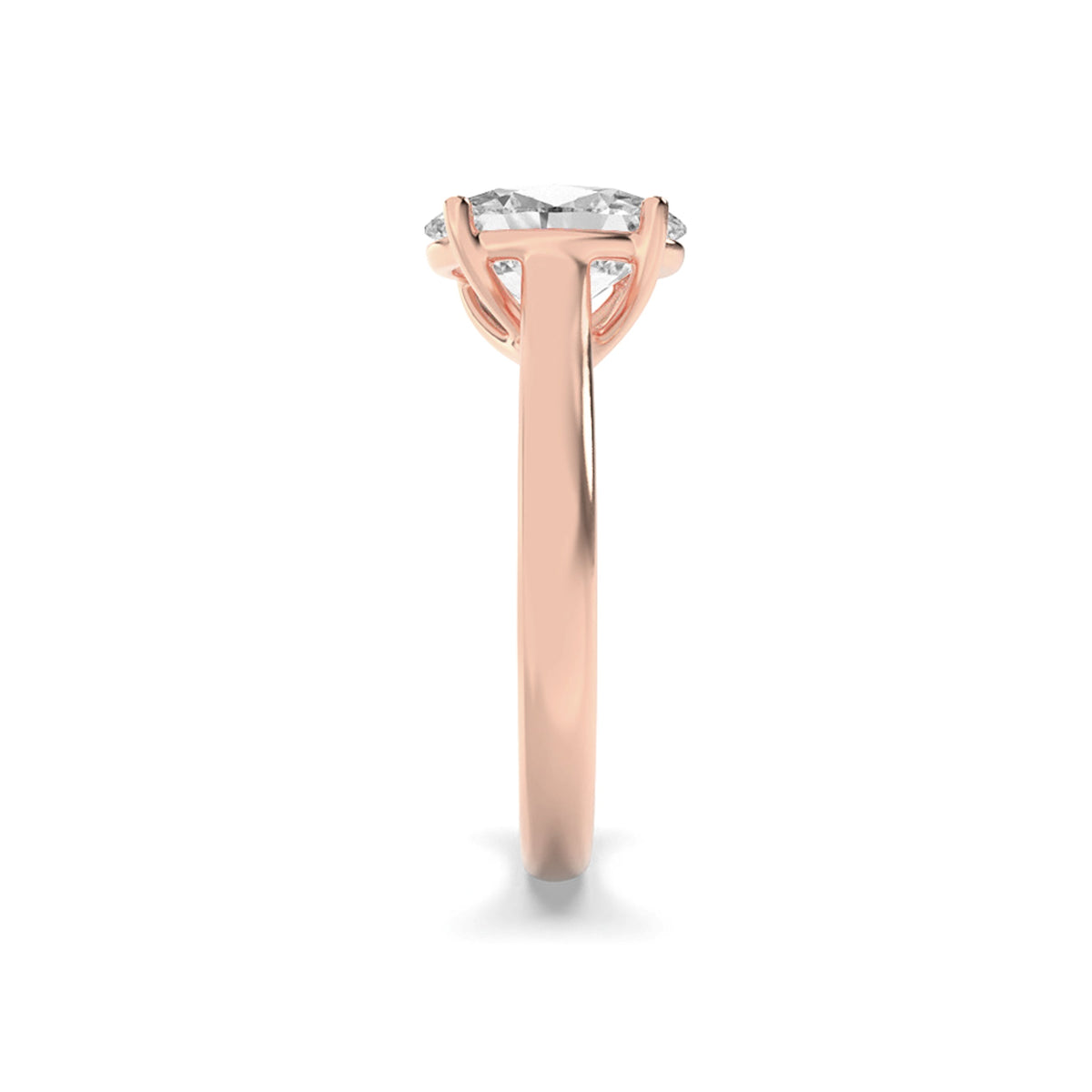 1CTW Oval Lab-Grown Diamond Prong Plain Cathedral Trellis Shank Solitaire Engagement Ring 1 Stone