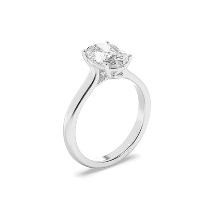 1.5CTW Oval Lab-Grown Diamond Prong Plain Cathedral Trellis Shank Solitaire Engagement Ring 1 Stone