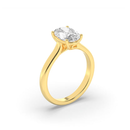 1.5CTW Oval Lab-Grown Diamond Prong Plain Cathedral Trellis Shank Solitaire Engagement Ring 1 Stone