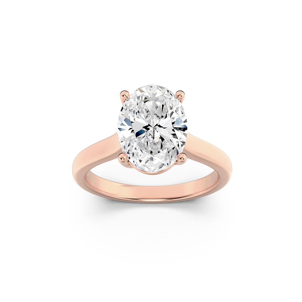 2CTW Oval Lab-Grown Diamond Prong Plain Cathedral Trellis Shank Solitaire Engagement Ring 1 Stone