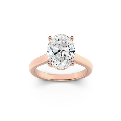 2CTW Oval Lab-Grown Diamond Prong Plain Cathedral Trellis Shank Solitaire Engagement Ring 1 Stone