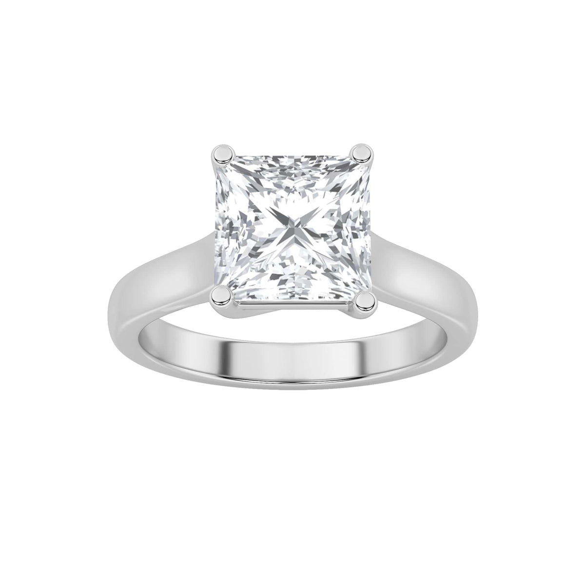 2CTW Princess Lab-Grown Diamond Prong Plain Cathedral Trellis Shank Solitaire Engagement Ring 1 Stone