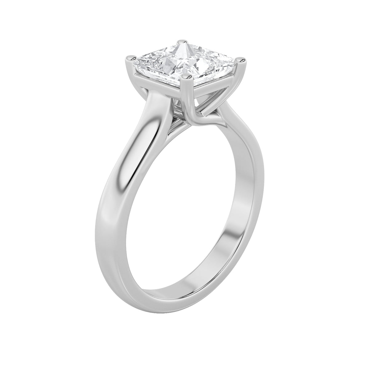 2CTW Princess Lab-Grown Diamond Prong Plain Cathedral Trellis Shank Solitaire Engagement Ring 1 Stone