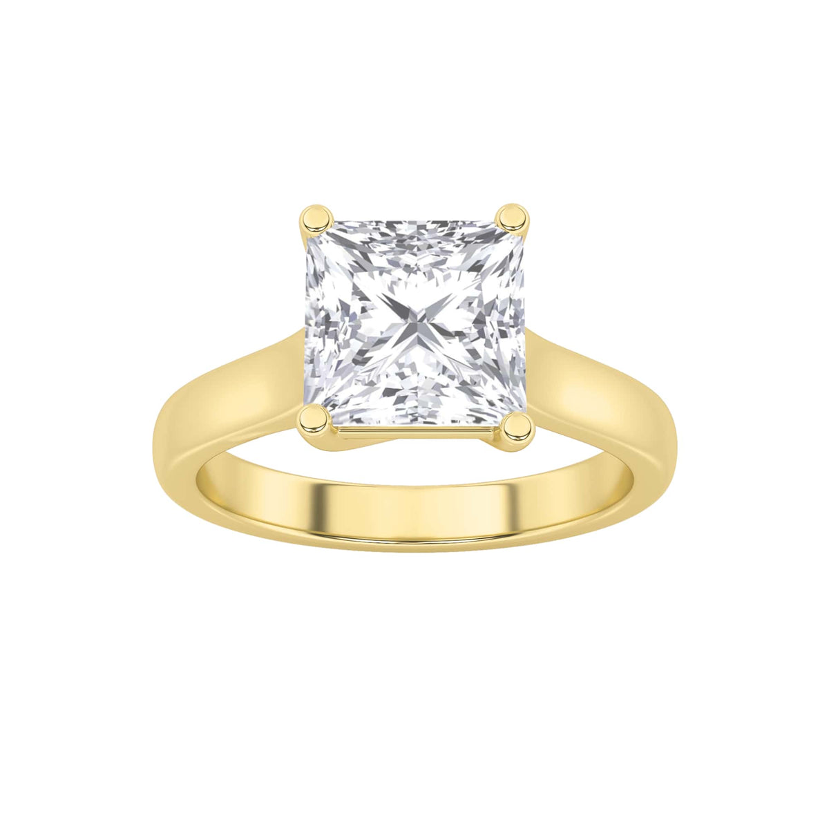 3CTW Princess Lab-Grown Diamond Prong Plain Cathedral Trellis Shank Solitaire Engagement Ring 1 Stone