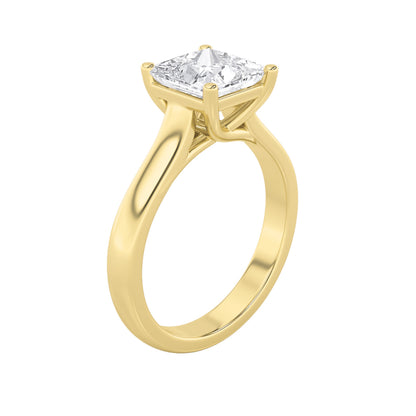 3CTW Princess Lab-Grown Diamond Prong Plain Cathedral Trellis Shank Solitaire Engagement Ring 1 Stone