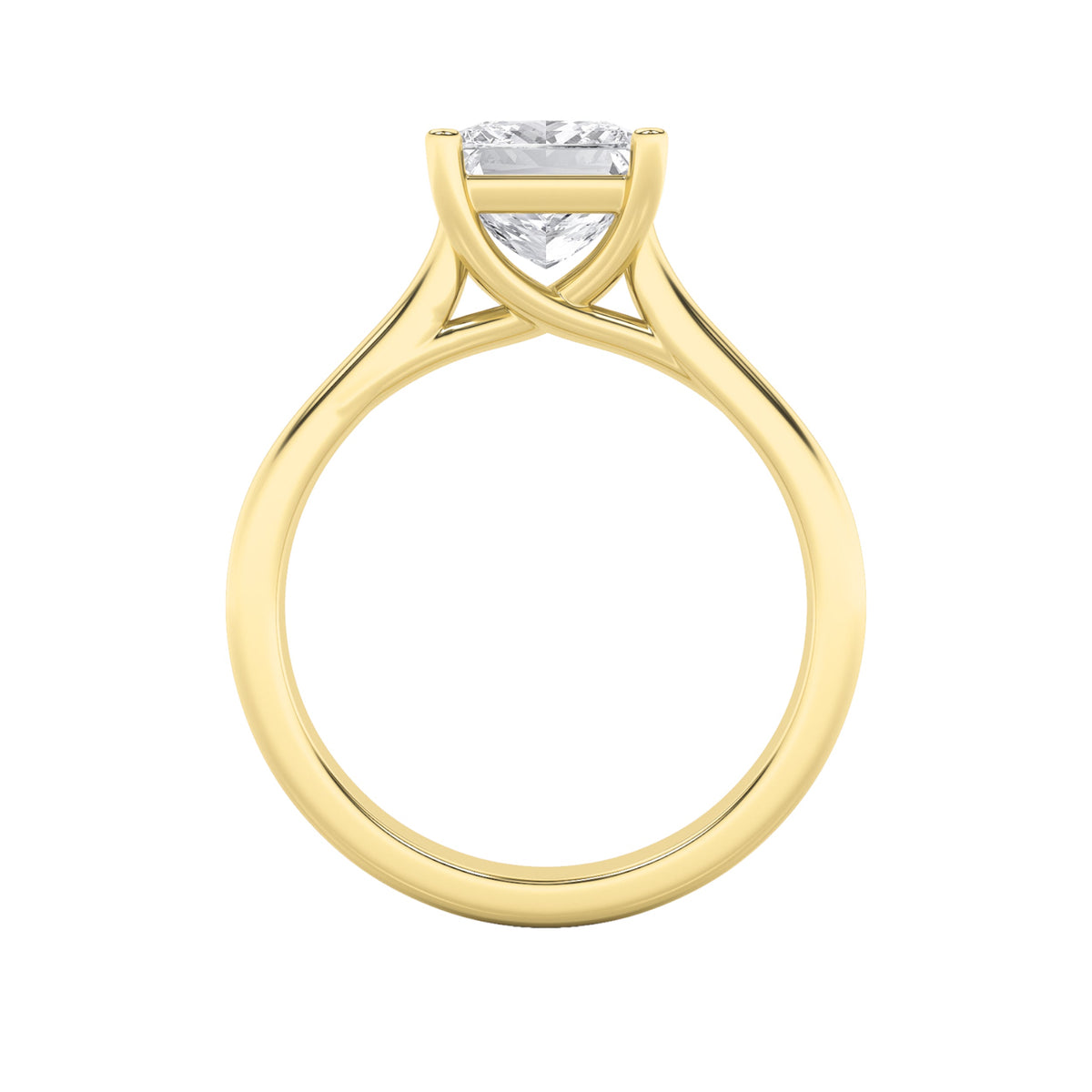 3CTW Princess Lab-Grown Diamond Prong Plain Cathedral Trellis Shank Solitaire Engagement Ring 1 Stone