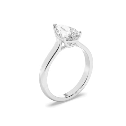 1CTW Pear Lab-Grown Diamond Prong Plain Cathedral Trellis Shank Solitaire Engagement Ring 1 Stone