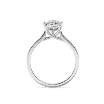 1CTW Pear Lab-Grown Diamond Prong Plain Cathedral Trellis Shank Solitaire Engagement Ring 1 Stone