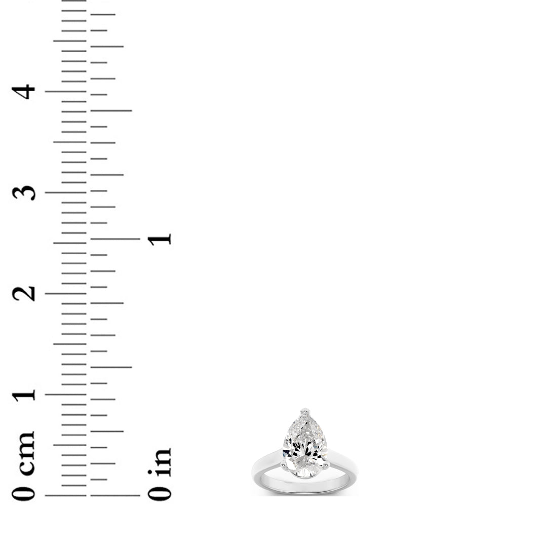 1CTW Pear Lab-Grown Diamond Prong Plain Cathedral Trellis Shank Solitaire Engagement Ring 1 Stone