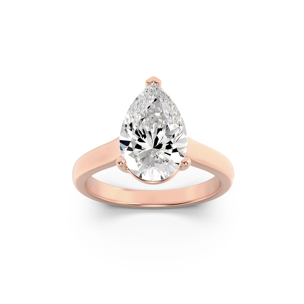 1CTW Pear Lab-Grown Diamond Prong Plain Cathedral Trellis Shank Solitaire Engagement Ring 1 Stone