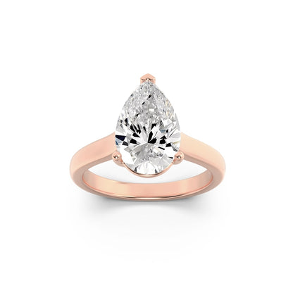 1CTW Pear Lab-Grown Diamond Prong Plain Cathedral Trellis Shank Solitaire Engagement Ring 1 Stone