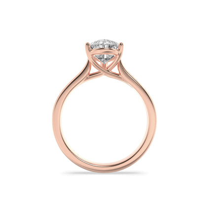 1CTW Pear Lab-Grown Diamond Prong Plain Cathedral Trellis Shank Solitaire Engagement Ring 1 Stone