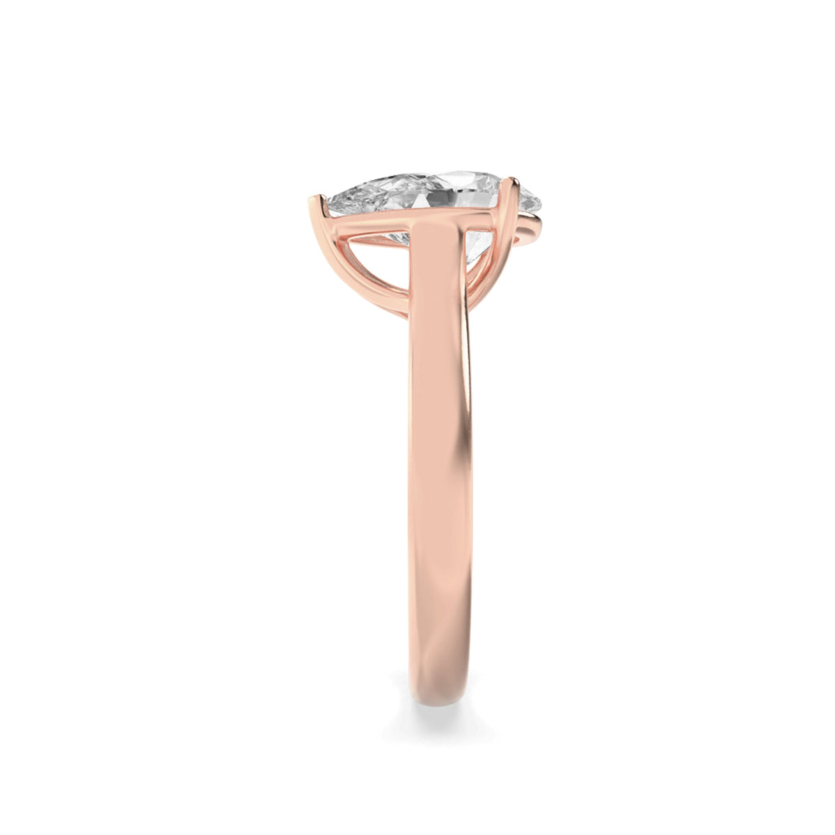 1CTW Pear Lab-Grown Diamond Prong Plain Cathedral Trellis Shank Solitaire Engagement Ring 1 Stone