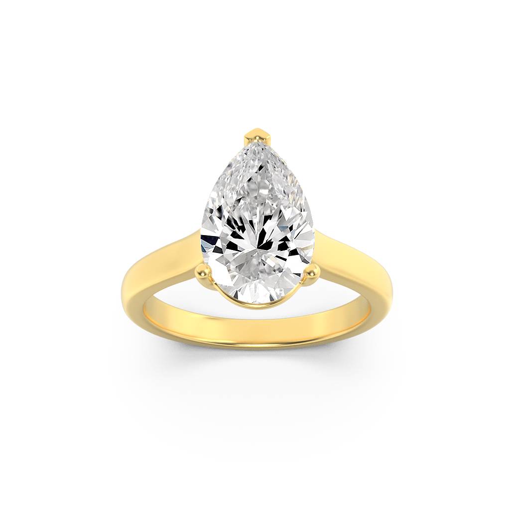2CTW Pear Lab-Grown Diamond Prong Plain Cathedral Trellis Shank Solitaire Engagement Ring 1 Stone