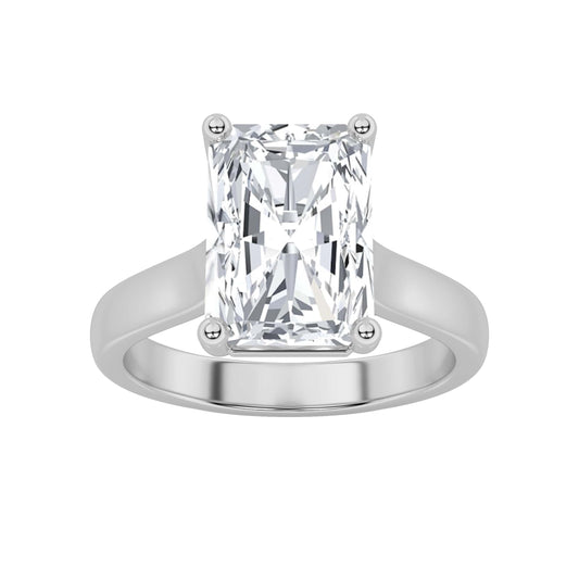 1CTW Radiant Lab-Grown Diamond Prong Plain Cathedral Trellis Shank Solitaire Engagement Ring 1 Stone