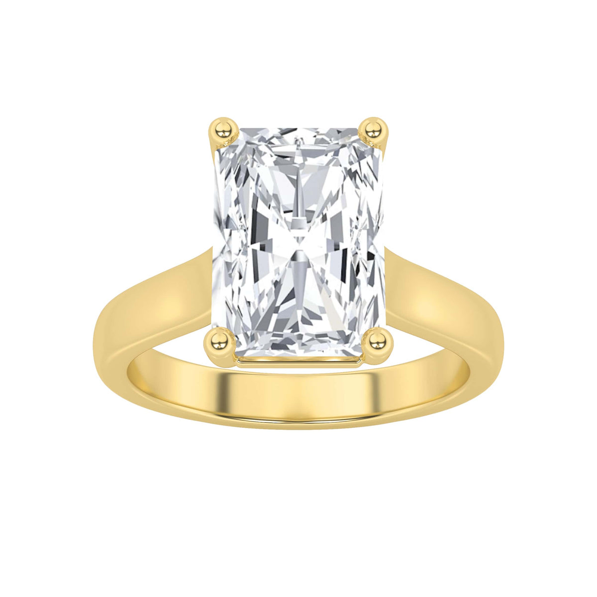 1CTW Radiant Lab-Grown Diamond Prong Plain Cathedral Trellis Shank Solitaire Engagement Ring 1 Stone